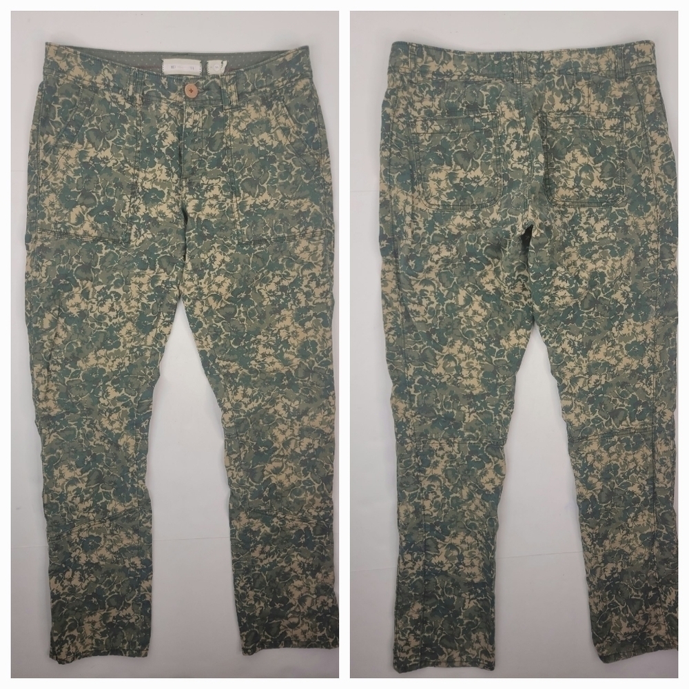 Hei Hei Sz 28T Sylvan Pants Green Floral Camo Roll Up Anthropologie